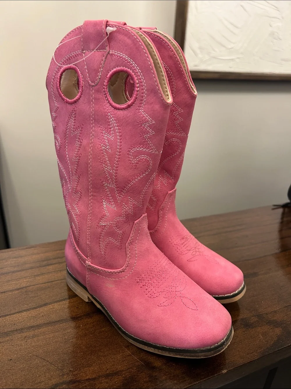 Kids Pink Western Pull-On Cowboy Boots